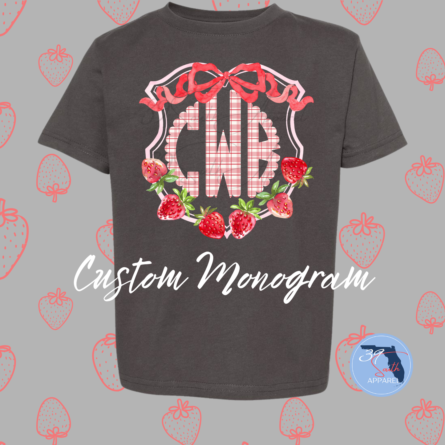Strawberry Plaid Monogram