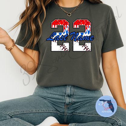 Baseball Drip Number T-Shirt