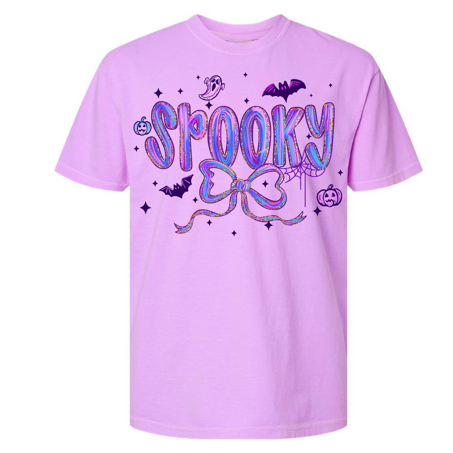 Spooky Purple Bow Tee