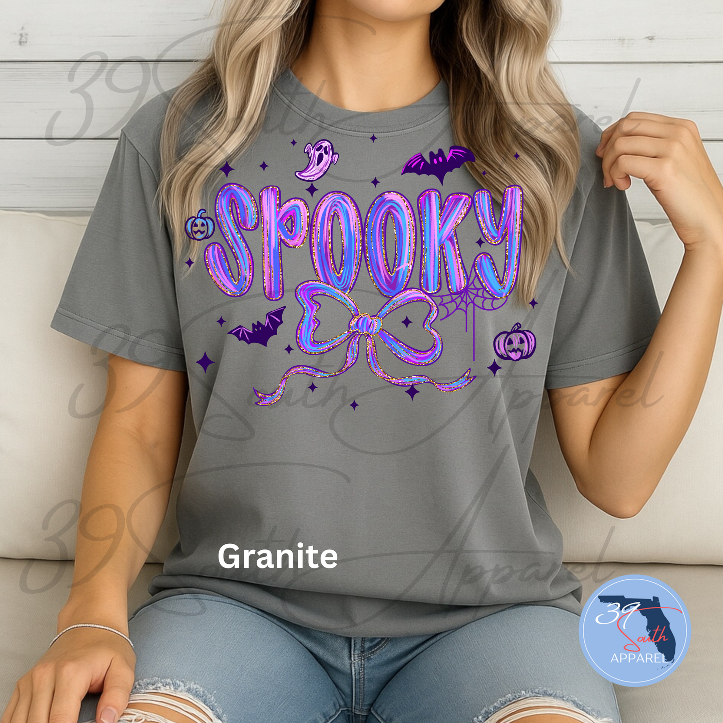 Spooky Purple Bow Tee