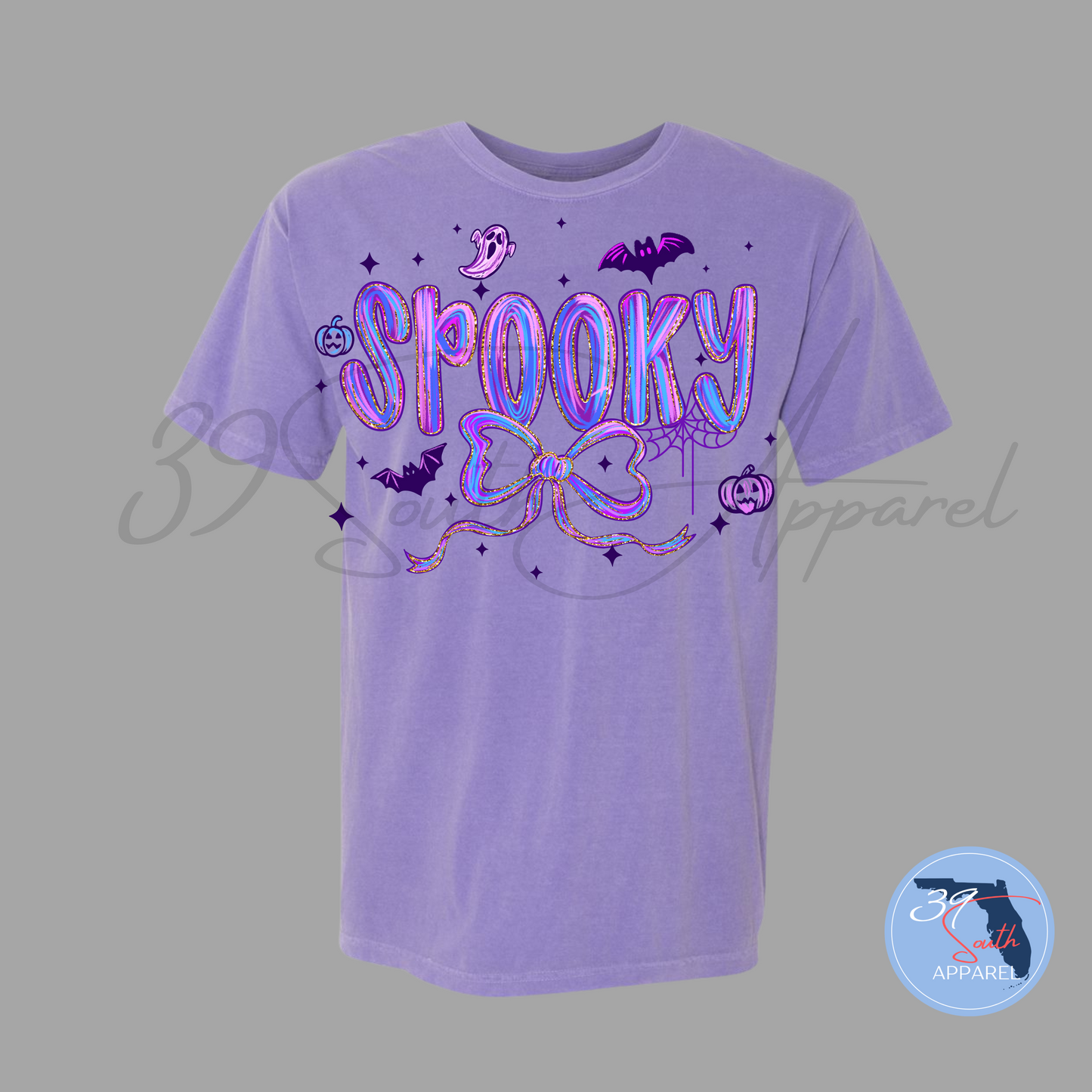 Spooky Purple Bow Tee